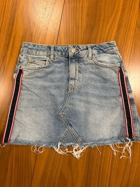 Zara Track Stripe Jean Skirt